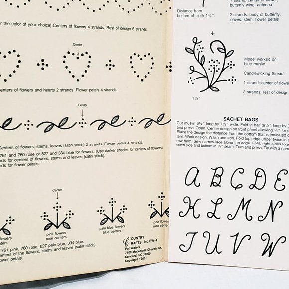 Mini Candlewicking Designs Country Crafts Leaflet 1982 Pat Waters Flowers - Picture 3 of 4